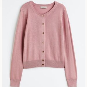Women’s H&M Fine-Knit Cardigan - Light Pink Melange